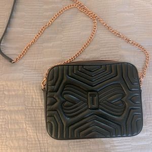 Ted Baker Black Rose Gold Quilted Camera Chain Bag